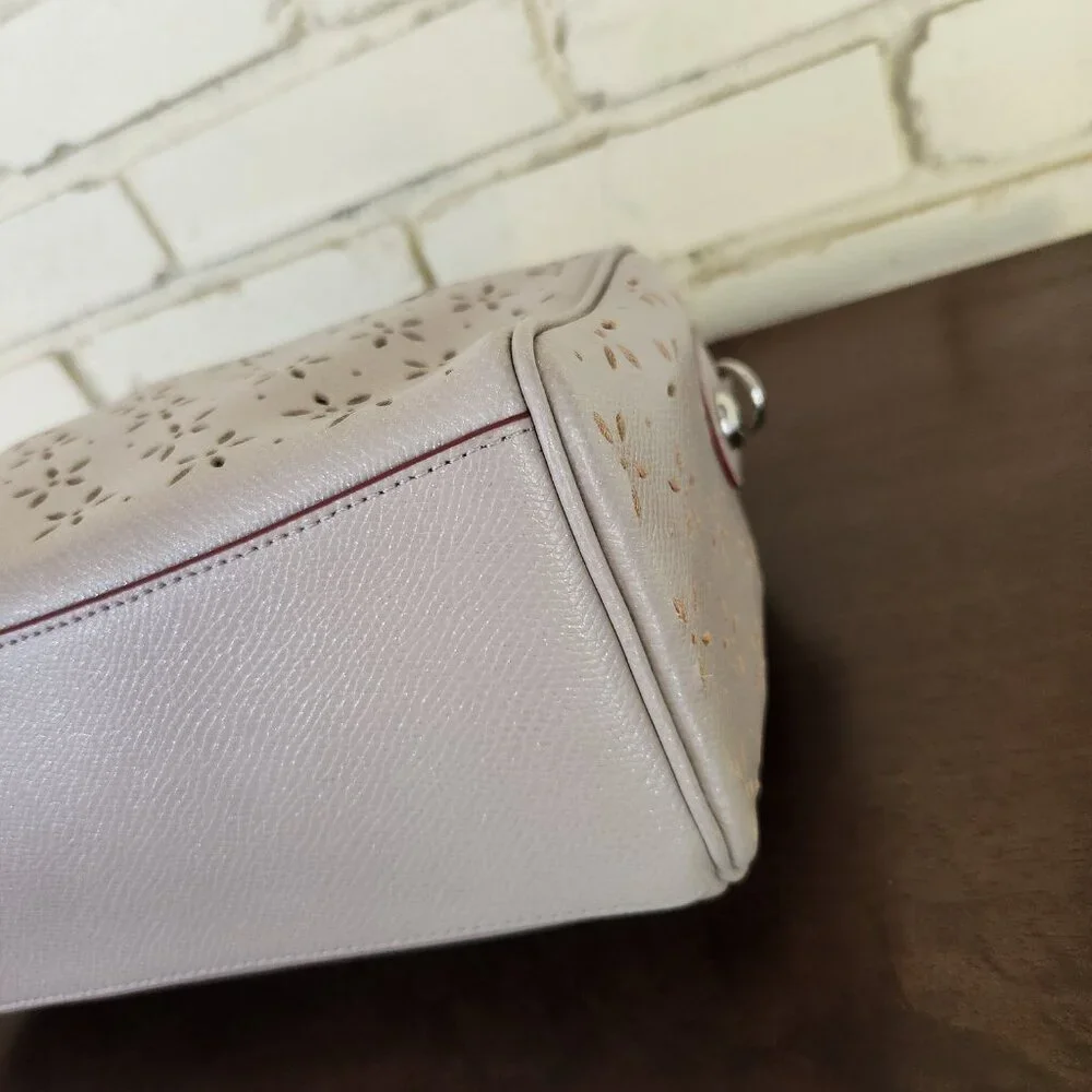 Nwt Coach Beige Shimmer Leather Laser Cut Bennett Shoulder Bag Purse